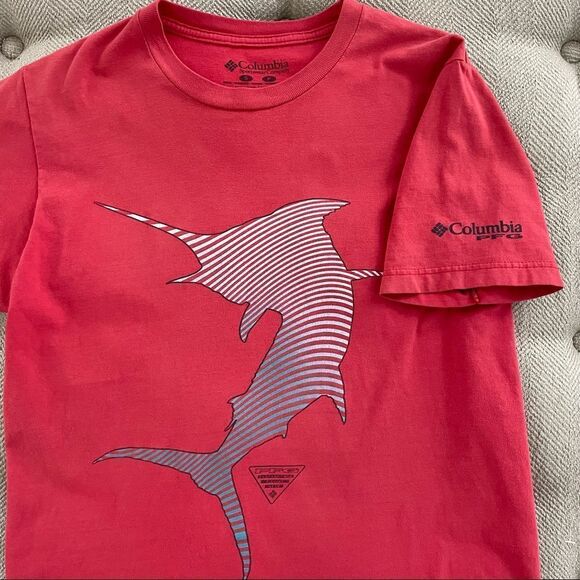 Columbia Swordfish Graphic Coral Color Short Sleeve Tshirt S - Picture 2 of 4